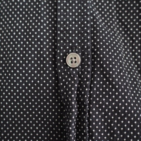 James Campbell Black and White Polka Dot Casual Button-up Collard Shirt Sz M - Picture 8 of 11